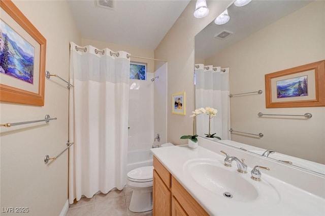 212 Florio Ct, Las Vegas, NV 89138 - full bath featuring vanity, tile patterned flooring, and shower / tub combo with curtain