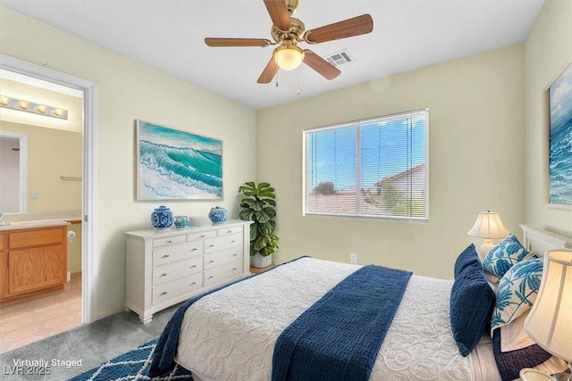 9948 Trailing Vine St, Las Vegas, NV 89183 - bedroom with ensuite bathroom and ceiling fan