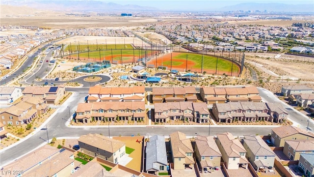 3447 Covilha Ln, Henderson, NV 89044 - aerial perspective of suburban area with a mountain backdrop
