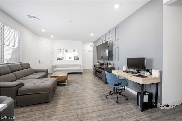 3447 Covilha Ln, Henderson, NV 89044 - office area with wood finished floors and recessed lighting