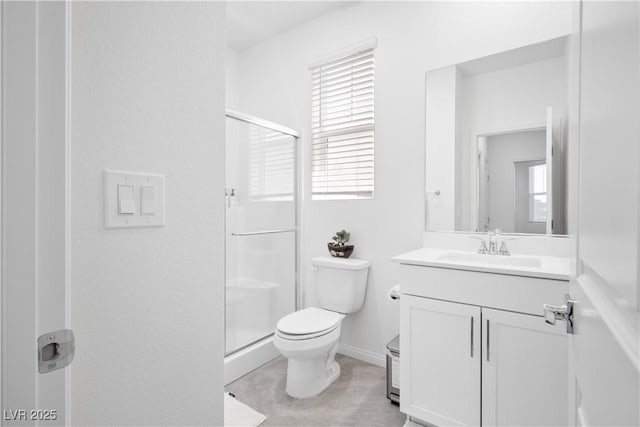 3447 Covilha Ln, Henderson, NV 89044 - bathroom featuring a shower stall, vanity, and plenty of natural light