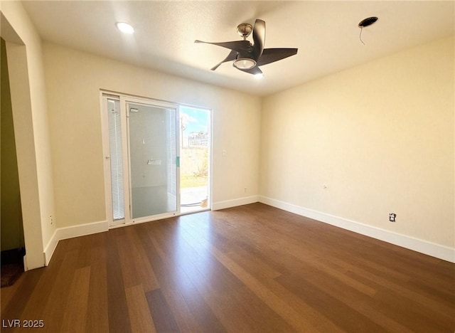 612 Brush St, Las Vegas, NV 89107 - unfurnished room with dark wood-style flooring, a ceiling fan, and recessed lighting