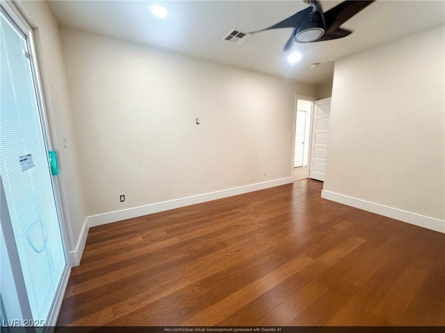612 Brush St, Las Vegas, NV 89107 - empty room featuring a ceiling fan, dark wood-style floors, and recessed lighting