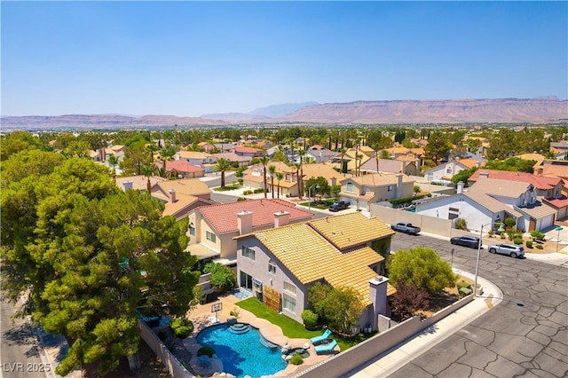 3024 Pier Harbor Dr, Las Vegas, NV 89117 - aerial view of residential area featuring a pool area and mountains