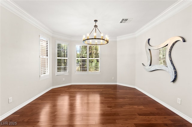 1800 Aztec Cliffs Ct, Las Vegas, NV 89128 - empty room with a chandelier, ornamental molding, and wood finished floors