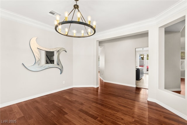 1800 Aztec Cliffs Ct, Las Vegas, NV 89128 - spare room with a chandelier, wood finished floors, and crown molding