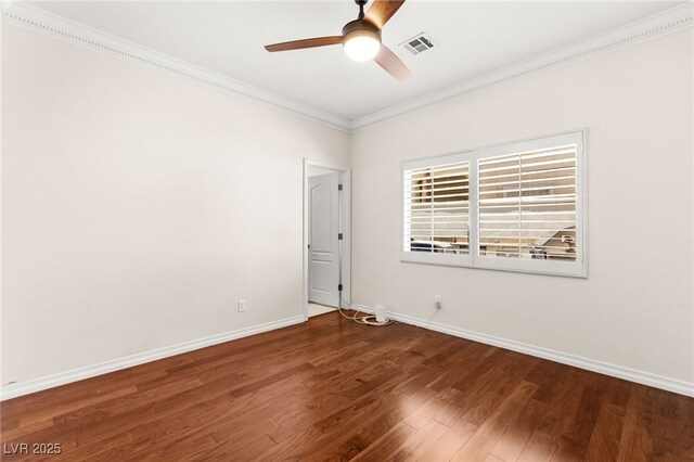 1800 Aztec Cliffs Ct, Las Vegas, NV 89128 - spare room with ornamental molding, ceiling fan, and wood finished floors