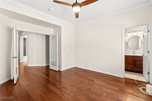 1800 Aztec Cliffs Ct, Las Vegas, NV 89128 - unfurnished room with ceiling fan, wood finished floors, crown molding, and a smoke detector