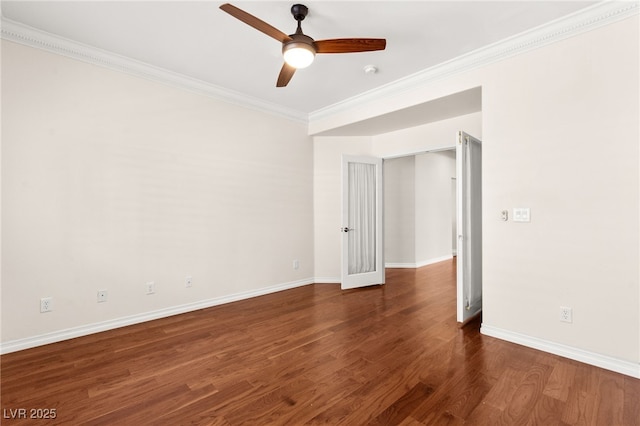 1800 Aztec Cliffs Ct, Las Vegas, NV 89128 - empty room featuring ornamental molding, ceiling fan, and dark wood finished floors