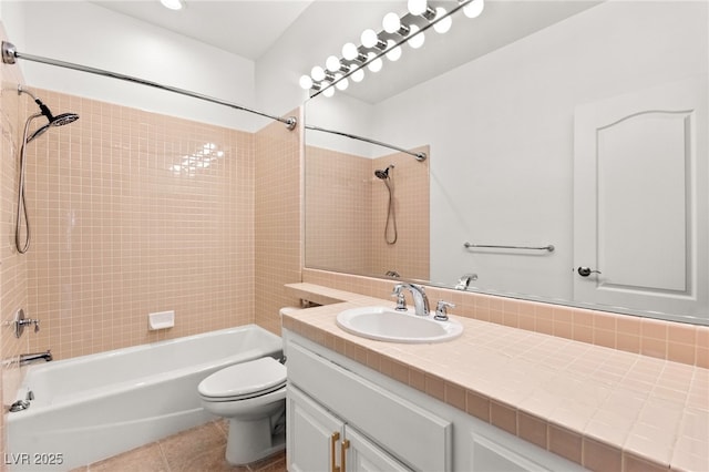 1800 Aztec Cliffs Ct, Las Vegas, NV 89128 - bathroom with bathing tub / shower combination, vanity, and tile patterned floors
