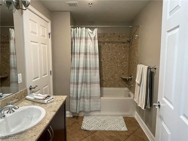 150 Las Vegas Blvd Unit 1115, Las Vegas, NV 89101 - full bathroom with tile patterned floors, shower / tub combo with curtain, and vanity