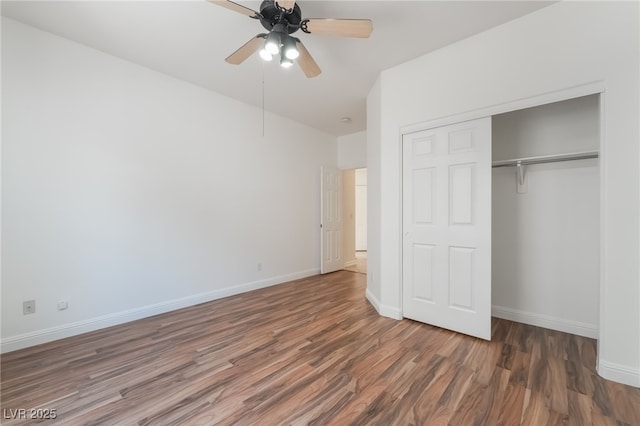 1312 Autumn Wind Way, Henderson, NV 89052 - unfurnished bedroom with wood finished floors, a closet, and ceiling fan