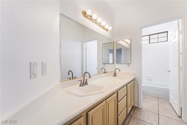 1312 Autumn Wind Way, Henderson, NV 89052 - full bathroom featuring double vanity, tile patterned flooring, and bathing tub / shower combination