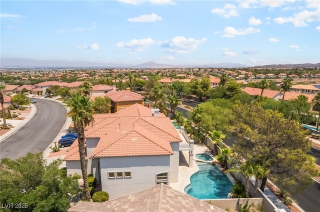 1312 Autumn Wind Way, Henderson, NV 89052 - aerial perspective of suburban area featuring a pool area and mountains