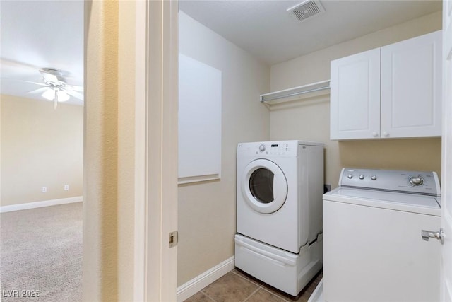 9305 Ironsend St, Las Vegas, NV 89143 - washroom with washer and dryer, cabinet space, and ceiling fan