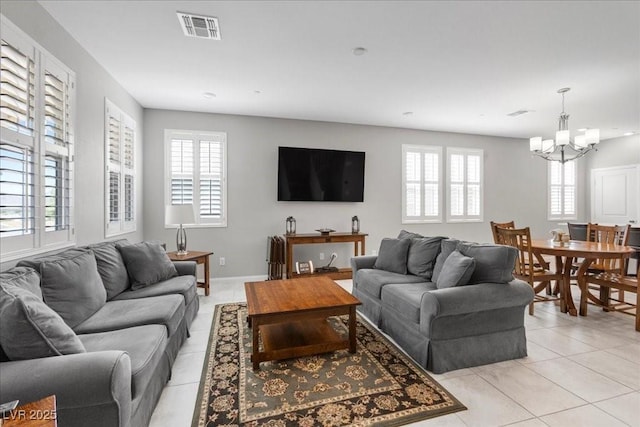 3310 Palindrome Ave, Henderson, NV 89044 - living area with a chandelier, light tile patterned floors, and recessed lighting