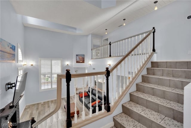 3080 Yankee Clipper Dr, Las Vegas, NV 89117 - stairway featuring wood finished floors and baseboards