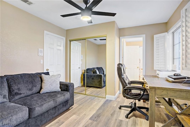 7401 Red Swallow St, Las Vegas, NV 89131 - office area featuring light wood-type flooring and a ceiling fan