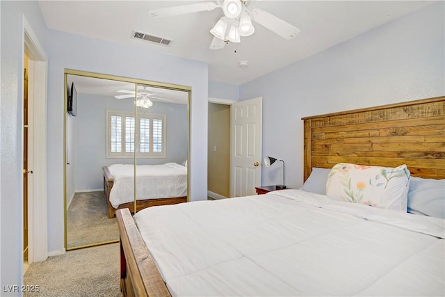 7401 Red Swallow St, Las Vegas, NV 89131 - bedroom featuring carpet flooring, a closet, and a ceiling fan
