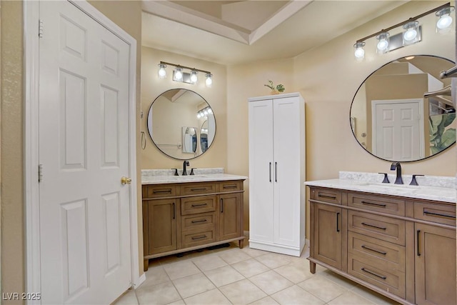 7401 Red Swallow St, Las Vegas, NV 89131 - full bathroom with two vanities and tile patterned floors
