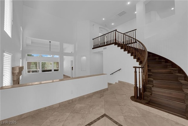 56 Grossinger Ct, Henderson, NV 89074 - entryway featuring a high ceiling, recessed lighting, and stairway