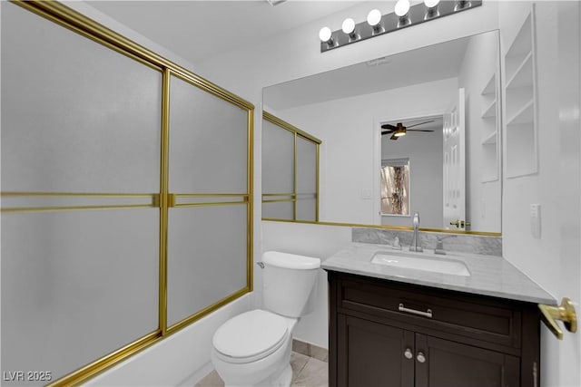 56 Grossinger Ct, Henderson, NV 89074 - bathroom with vanity, combined bath / shower with glass door, and ceiling fan