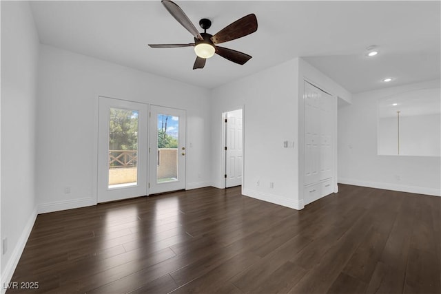 56 Grossinger Ct, Henderson, NV 89074 - spare room with dark wood-style floors, ceiling fan, and recessed lighting