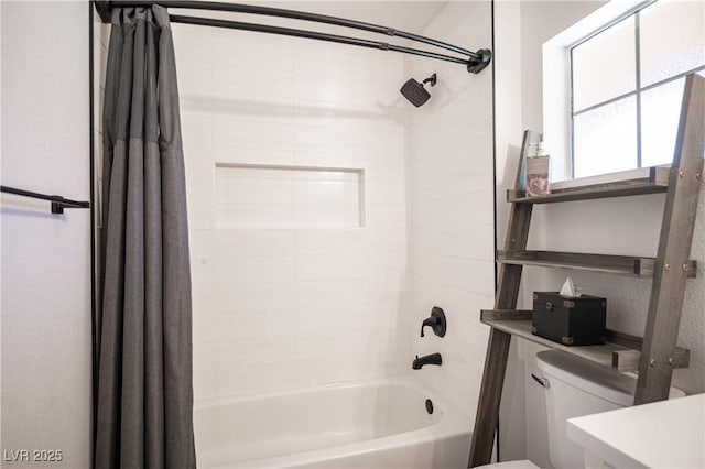 2548 Tumble Brook Dr, Las Vegas, NV 89134 - bathroom featuring shower / bath combo with shower curtain and toilet