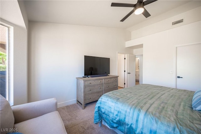 2548 Tumble Brook Dr, Las Vegas, NV 89134 - carpeted bedroom with lofted ceiling and a ceiling fan