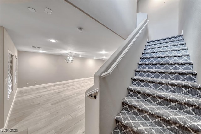 2337 Via Barranca St, Henderson, NV 89044 - stairs with wood finished floors and recessed lighting