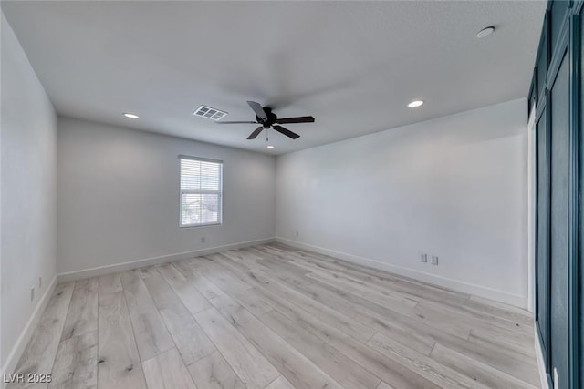 2337 Via Barranca St, Henderson, NV 89044 - empty room with a ceiling fan, light wood-style floors, and recessed lighting