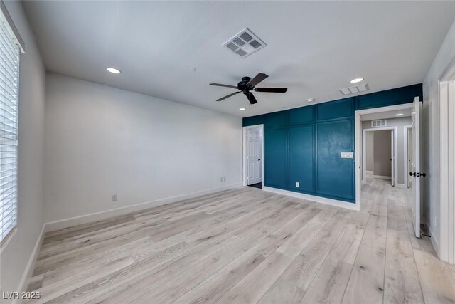2337 Via Barranca St, Henderson, NV 89044 - unfurnished bedroom with recessed lighting, light wood finished floors, and ceiling fan