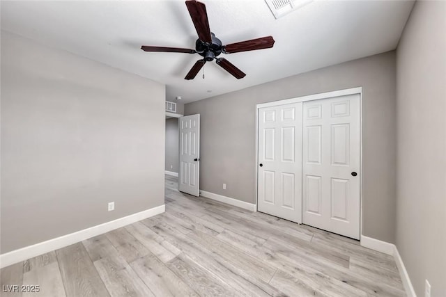 2337 Via Barranca St, Henderson, NV 89044 - unfurnished bedroom with light wood-type flooring, a closet, and ceiling fan