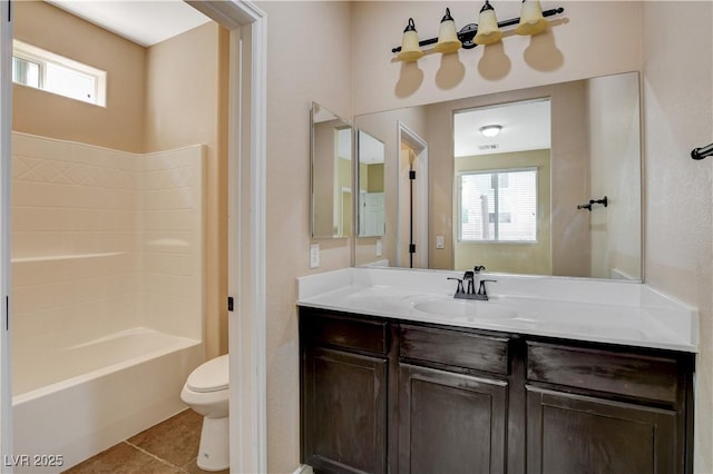 4208 Falcons Flight Ave, North Las Vegas, NV 89084 - bathroom with vanity, healthy amount of natural light, tile patterned flooring, and bathing tub / shower combination