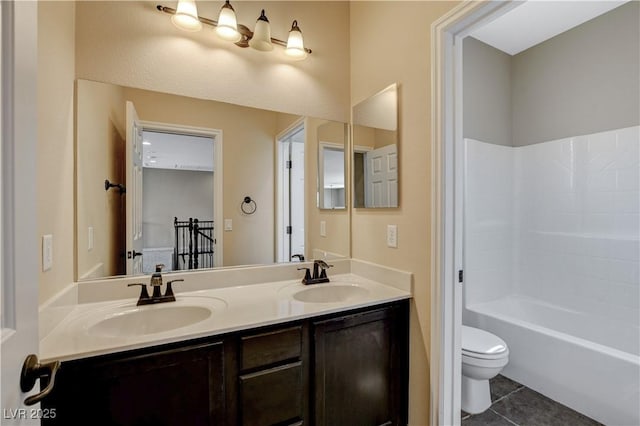 4208 Falcons Flight Ave, North Las Vegas, NV 89084 - full bath featuring double vanity, tile patterned floors, and  shower combination