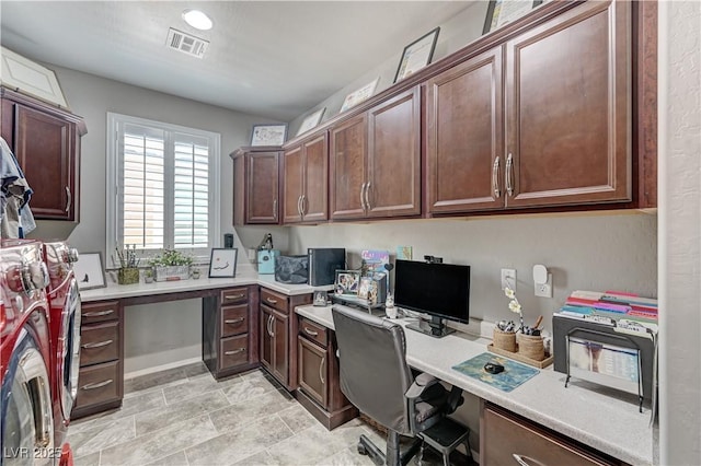 3605 Greenbriar Bluff Ave, North Las Vegas, NV 89081 - office area with built in desk and washer / clothes dryer
