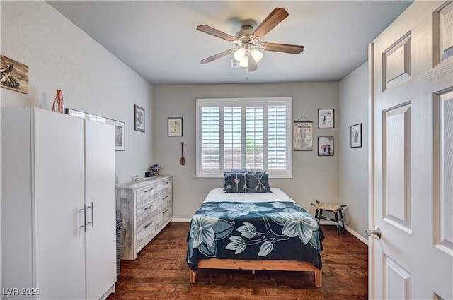 3605 Greenbriar Bluff Ave, North Las Vegas, NV 89081 - bedroom featuring dark wood-type flooring and ceiling fan