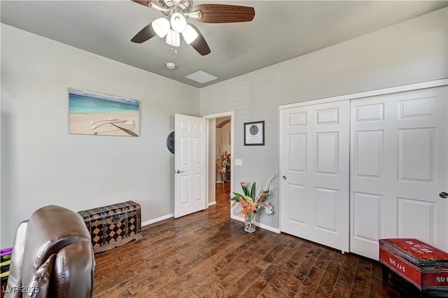 3605 Greenbriar Bluff Ave, North Las Vegas, NV 89081 - sitting room featuring dark wood finished floors and a ceiling fan