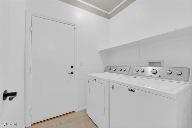 1205 Boulder Shore Ave, North Las Vegas, NV 89081 - laundry room featuring washing machine and dryer and crown molding