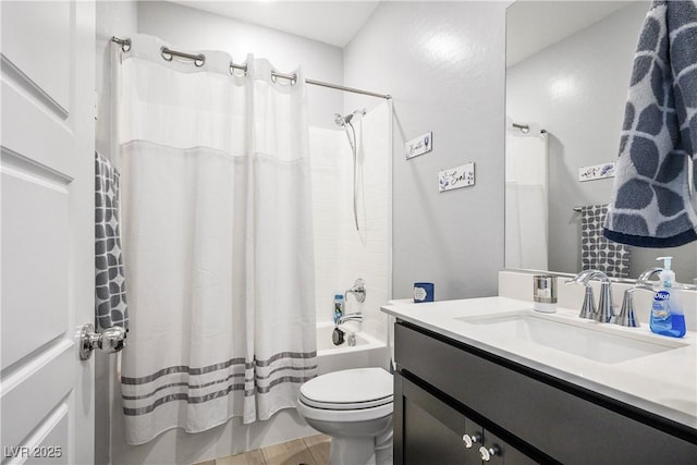 7009 Judith River St, North Las Vegas, NV 89084 - bathroom with vanity and shower / bath combo with shower curtain