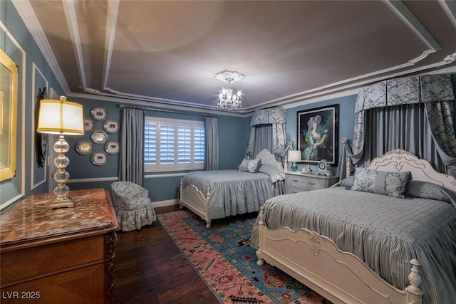 2030 Mohigan Way, Las Vegas, NV 89169 - bedroom with crown molding, wood finished floors, and a chandelier