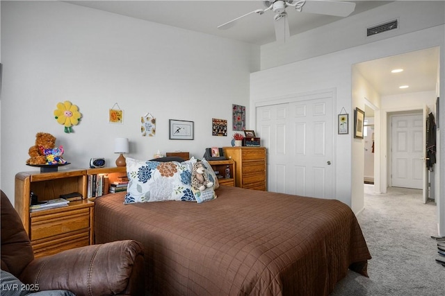 2441 Banora Point Dr, Las Vegas, NV 89134 - bedroom featuring carpet flooring, a closet, and a ceiling fan