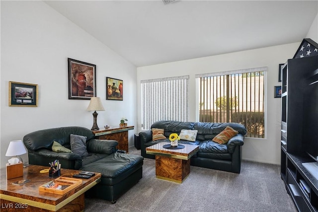 2441 Banora Point Dr, Las Vegas, NV 89134 - living area featuring lofted ceiling, carpet flooring, and plenty of natural light