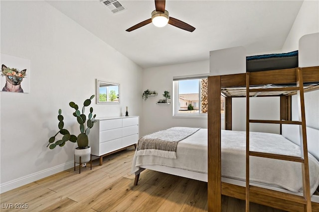 3890 Quadrel St, Las Vegas, NV 89129 - bedroom with lofted ceiling, light wood-style floors, and ceiling fan