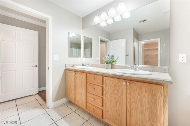 1442 Big Tree Ave, North Las Vegas, NV 89031 - full bathroom with double vanity and tile patterned flooring