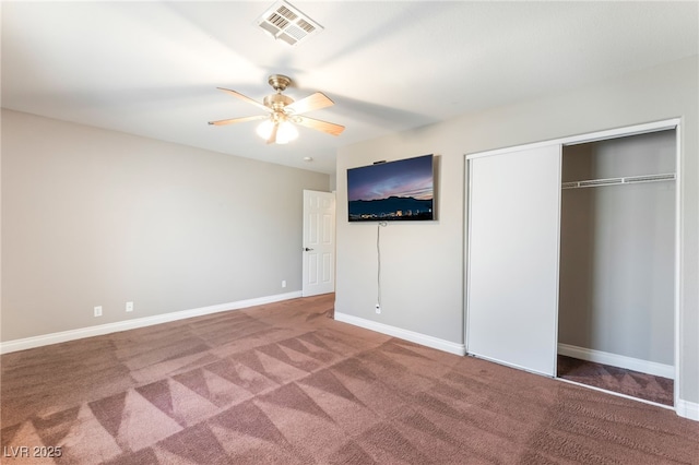 1442 Big Tree Ave, North Las Vegas, NV 89031 - unfurnished bedroom featuring carpet floors, a closet, and a ceiling fan
