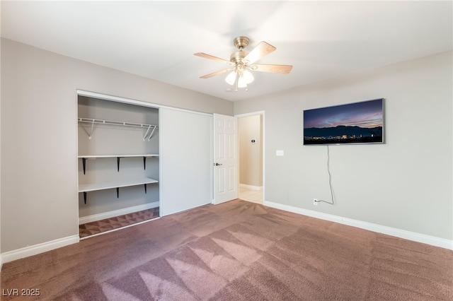 1442 Big Tree Ave, North Las Vegas, NV 89031 - unfurnished bedroom with carpet floors, a closet, and a ceiling fan