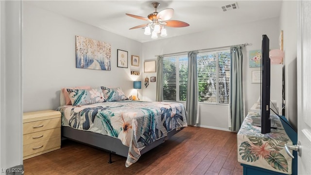7723 Widewing Dr, North Las Vegas, NV 89084 - bedroom featuring dark wood-style floors and a ceiling fan