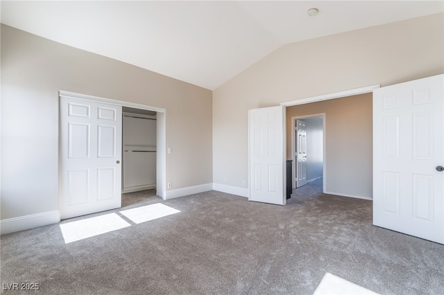 258 Horizon Pointe Cir, Henderson, NV 89012 - unfurnished bedroom featuring carpet flooring, lofted ceiling, and a closet