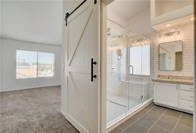 9520 Silver Frost St, Las Vegas, NV 89123 - full bath with vanity, a stall shower, and tile patterned floors
